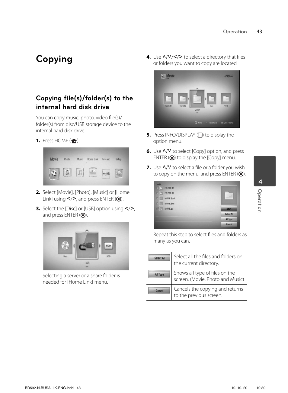 Copying | LG BD590 User Manual | Page 43 / 112