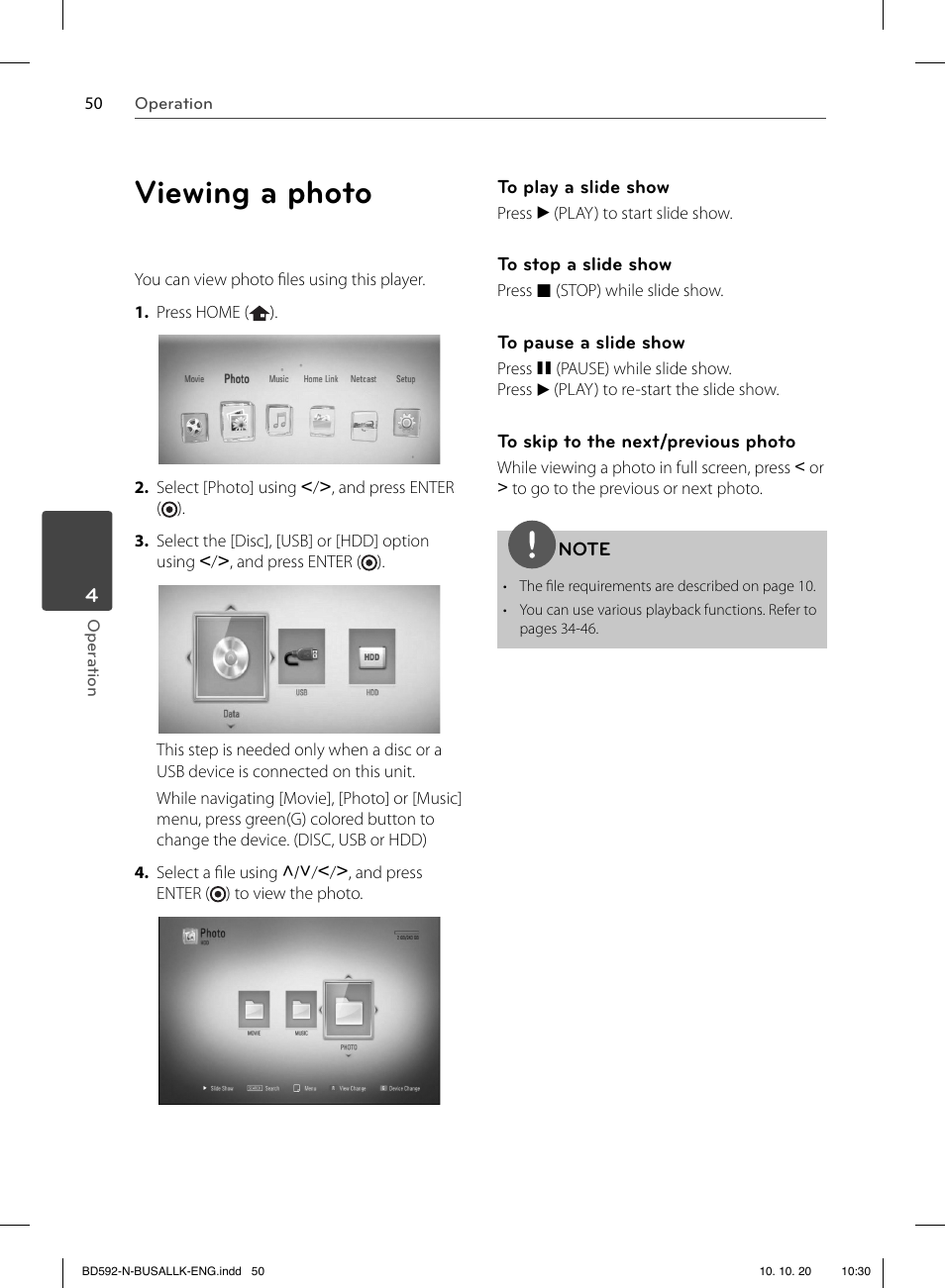 Viewing a photo | LG BD590 User Manual | Page 50 / 112