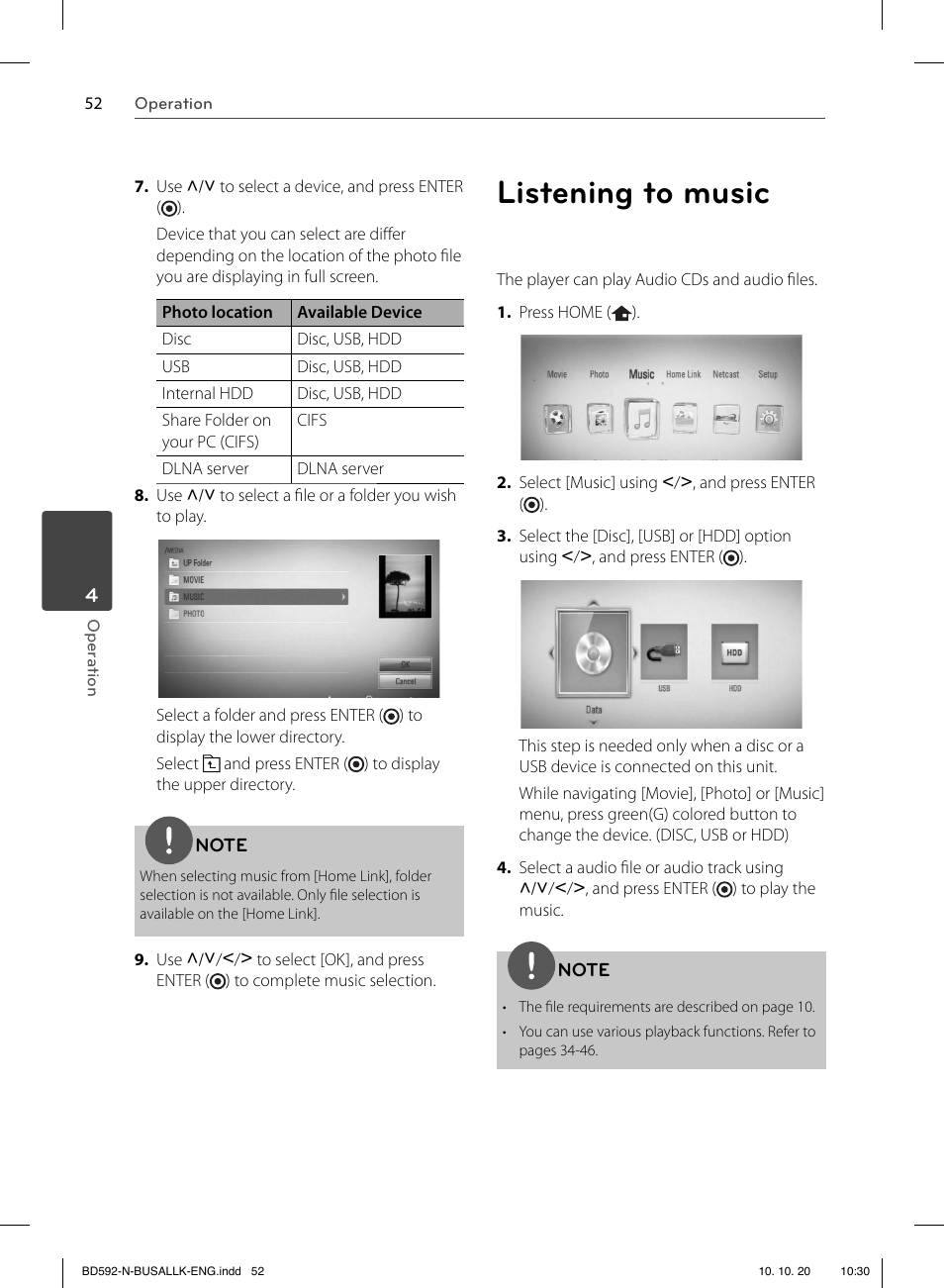 Listening to music | LG BD590 User Manual | Page 52 / 112