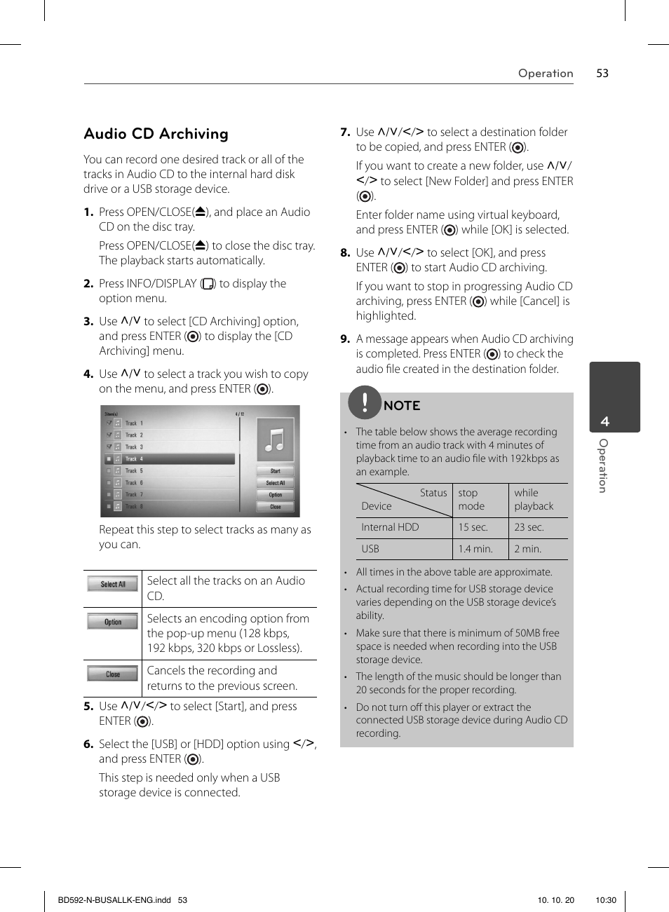 Audio cd archiving | LG BD590 User Manual | Page 53 / 112