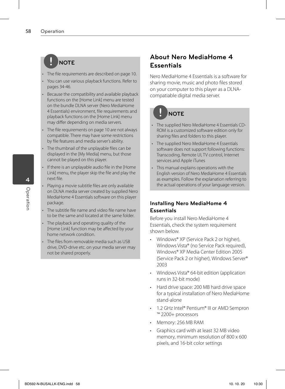 About nero mediahome 4 essentials | LG BD590 User Manual | Page 58 / 112
