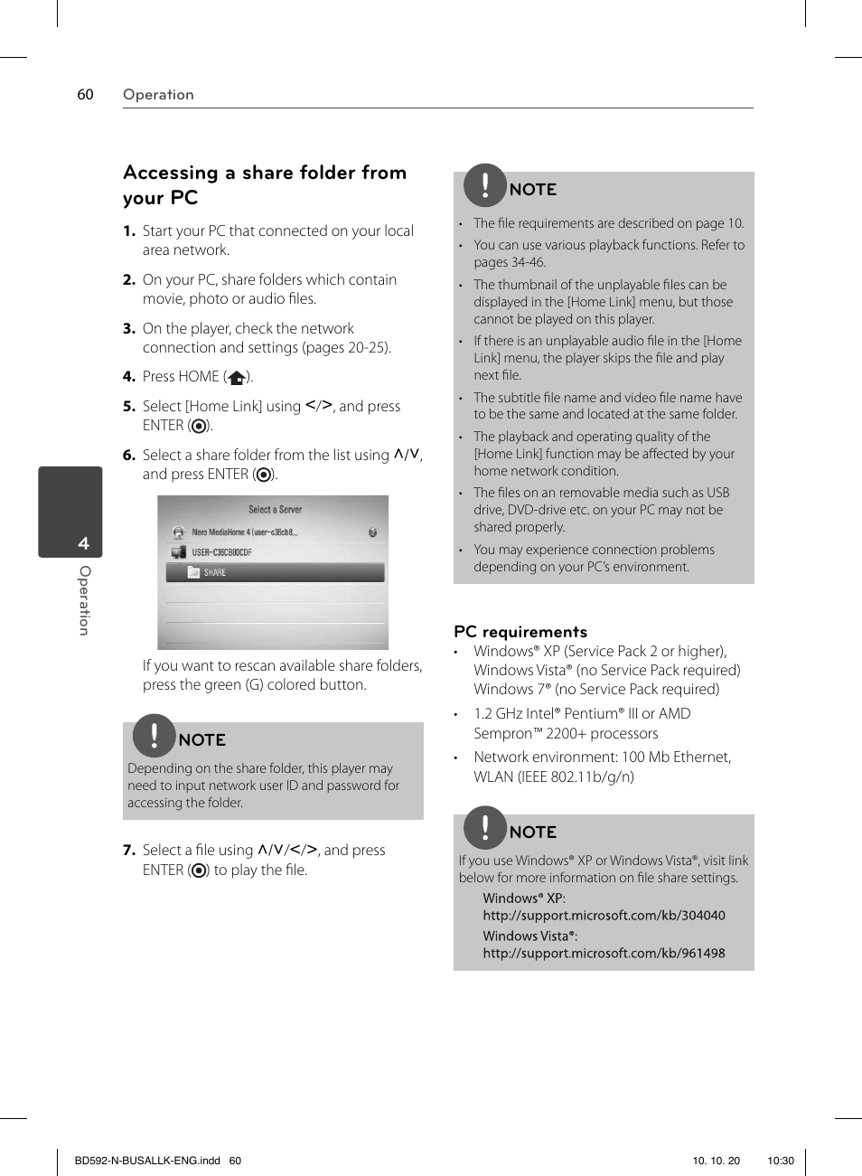 Accessing a share folder from your pc | LG BD590 User Manual | Page 60 / 112