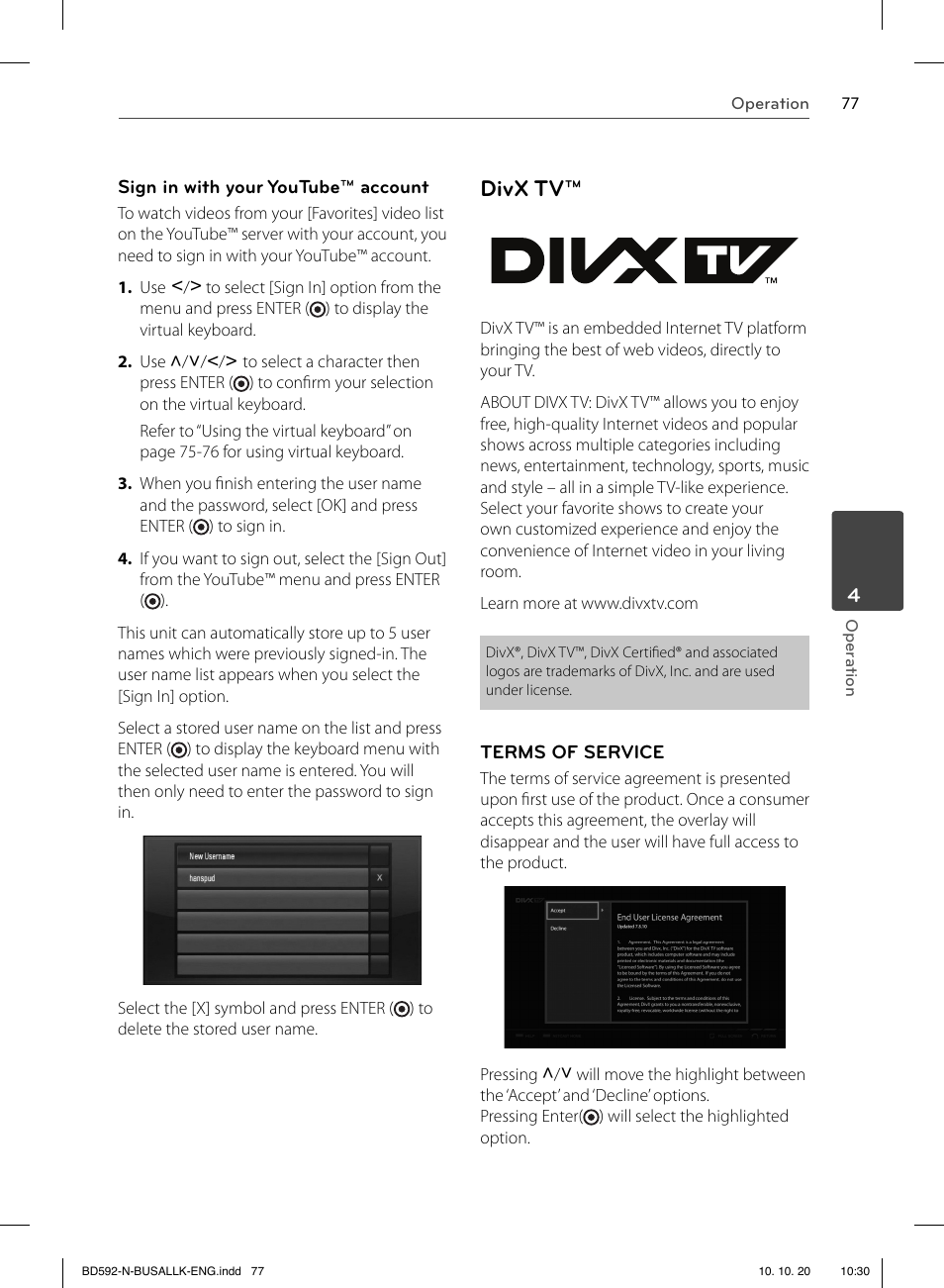 Divx tv | LG BD590 User Manual | Page 77 / 112