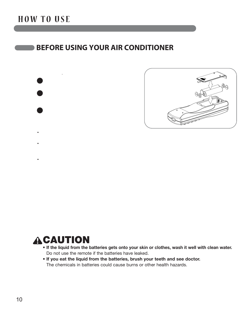 Caution, Before using your air conditioner, English | LG LP0813WNR User Manual | Page 10 / 26