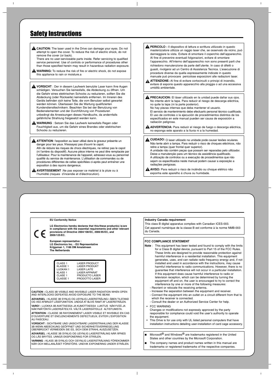 Safety instructions | LG GP50NB40 User Manual | Page 4 / 4