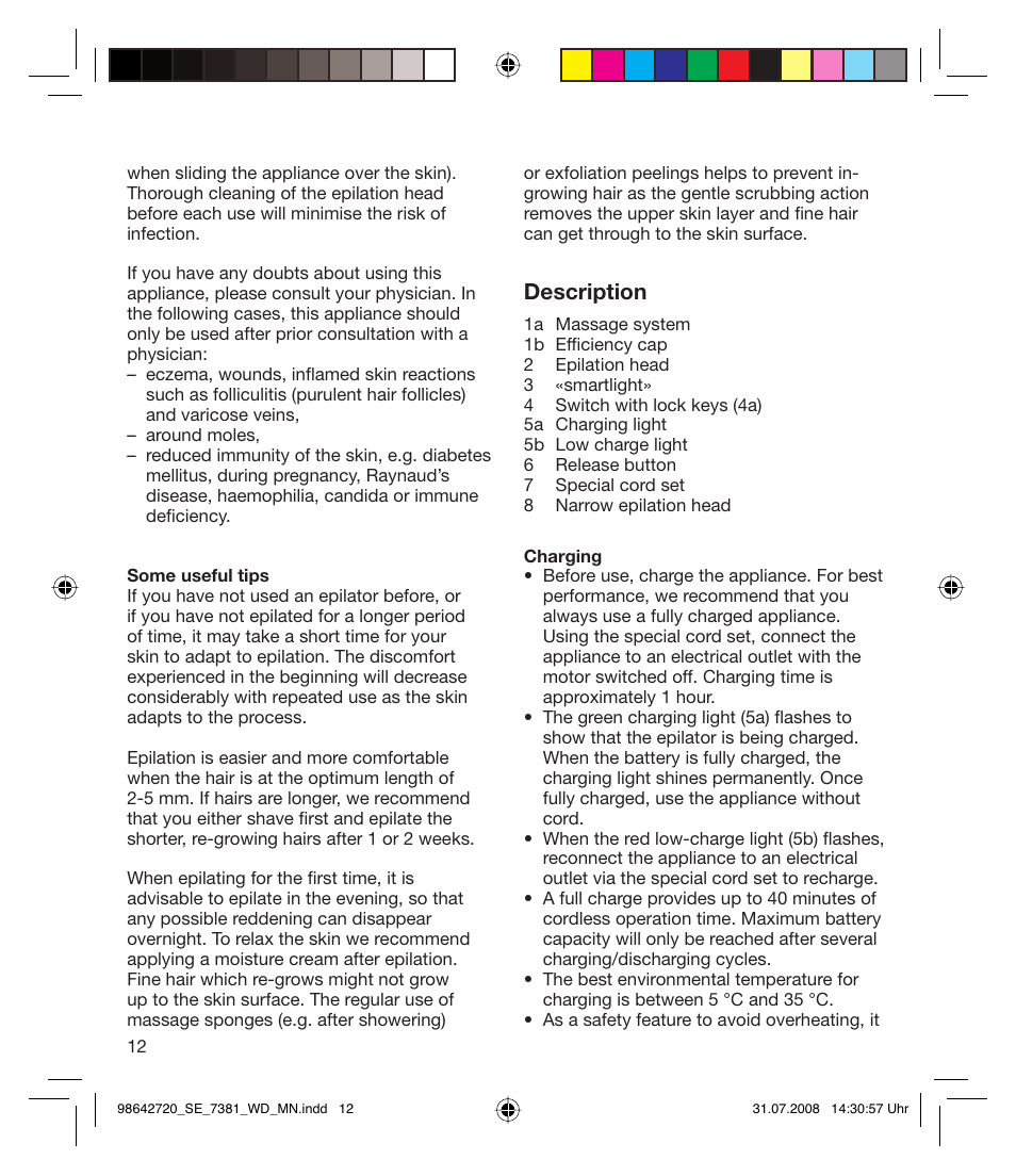 Description | Braun 7381 User Manual | Page 11 / 85