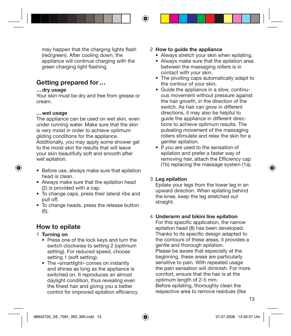 Getting prepared for, How to epilate | Braun 7381 User Manual | Page 12 / 85