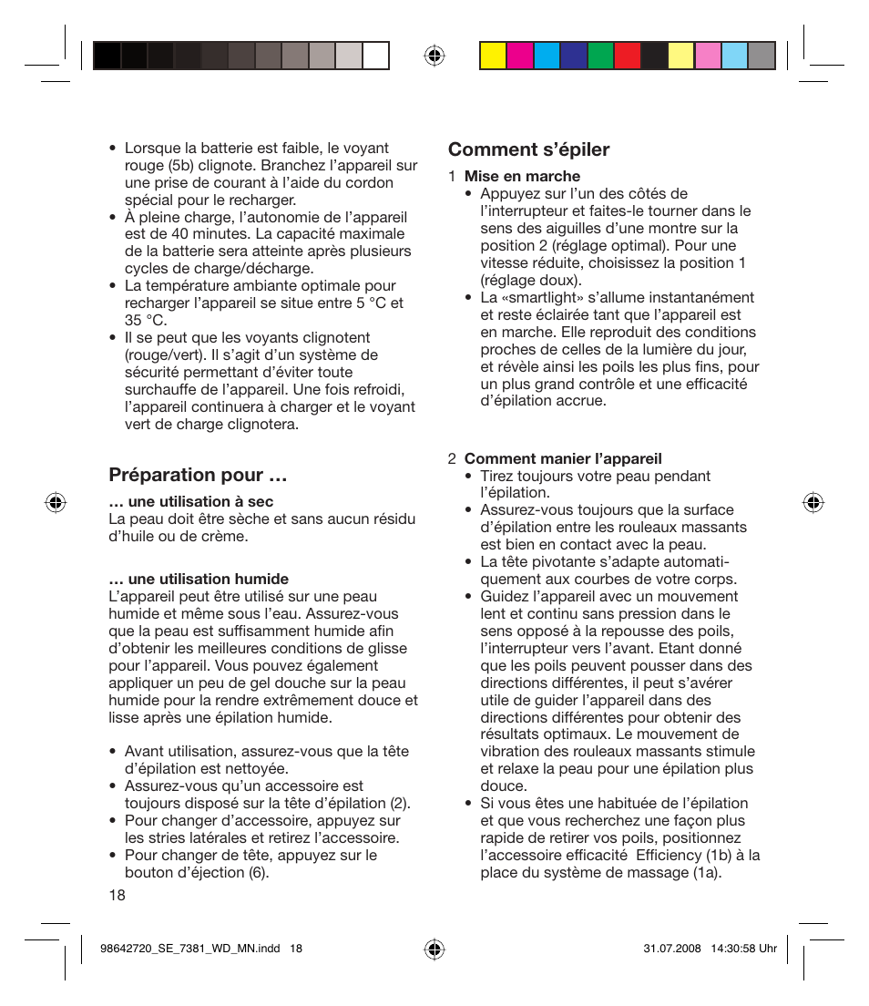 Préparation pour, Comment s’épiler | Braun 7381 User Manual | Page 17 / 85