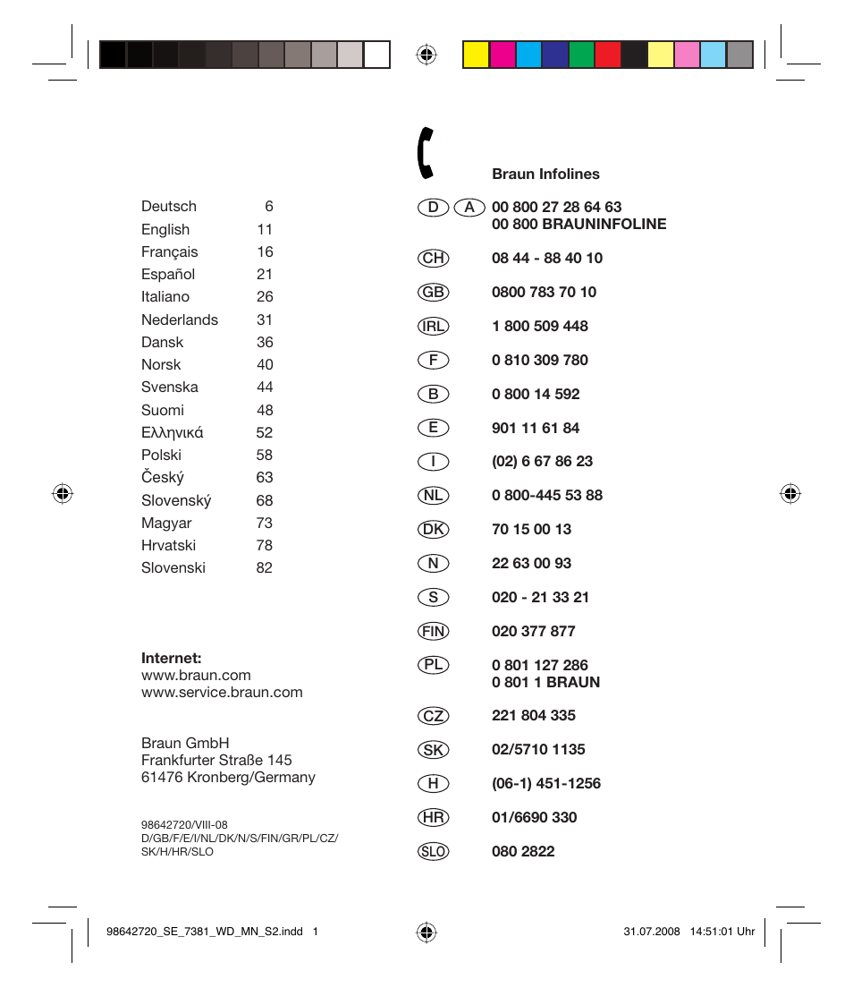 Braun 7381 User Manual | Page 2 / 85