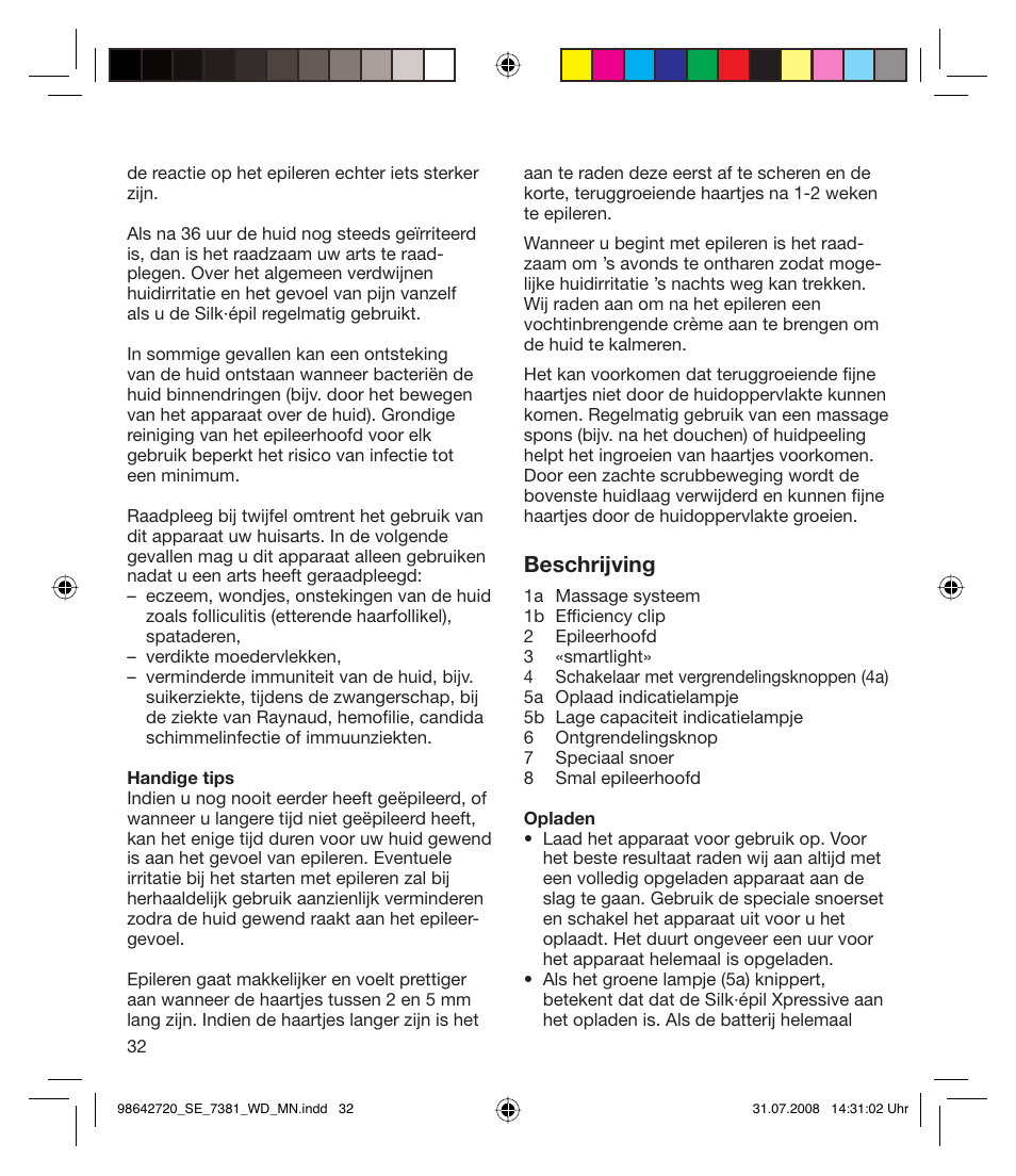 Beschrijving | Braun 7381 User Manual | Page 31 / 85