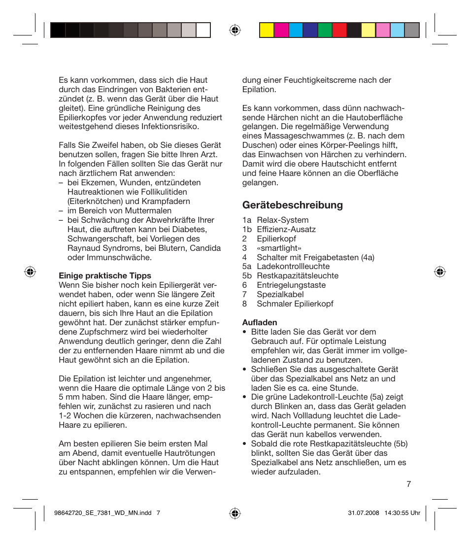 Gerätebeschreibung | Braun 7381 User Manual | Page 6 / 85