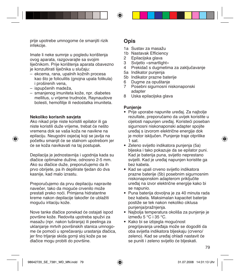 Opis | Braun 7381 User Manual | Page 78 / 85