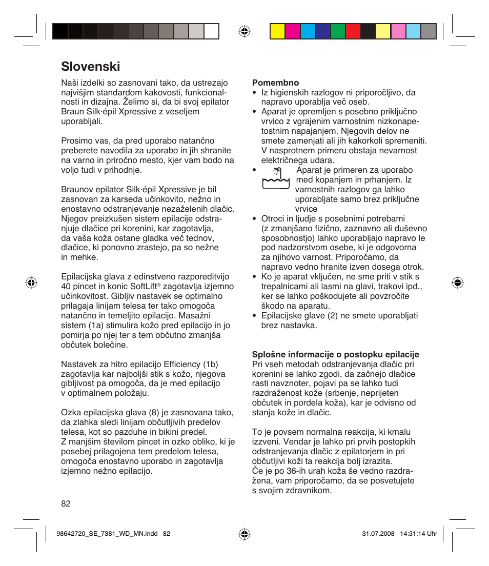 Slovenski | Braun 7381 User Manual | Page 81 / 85
