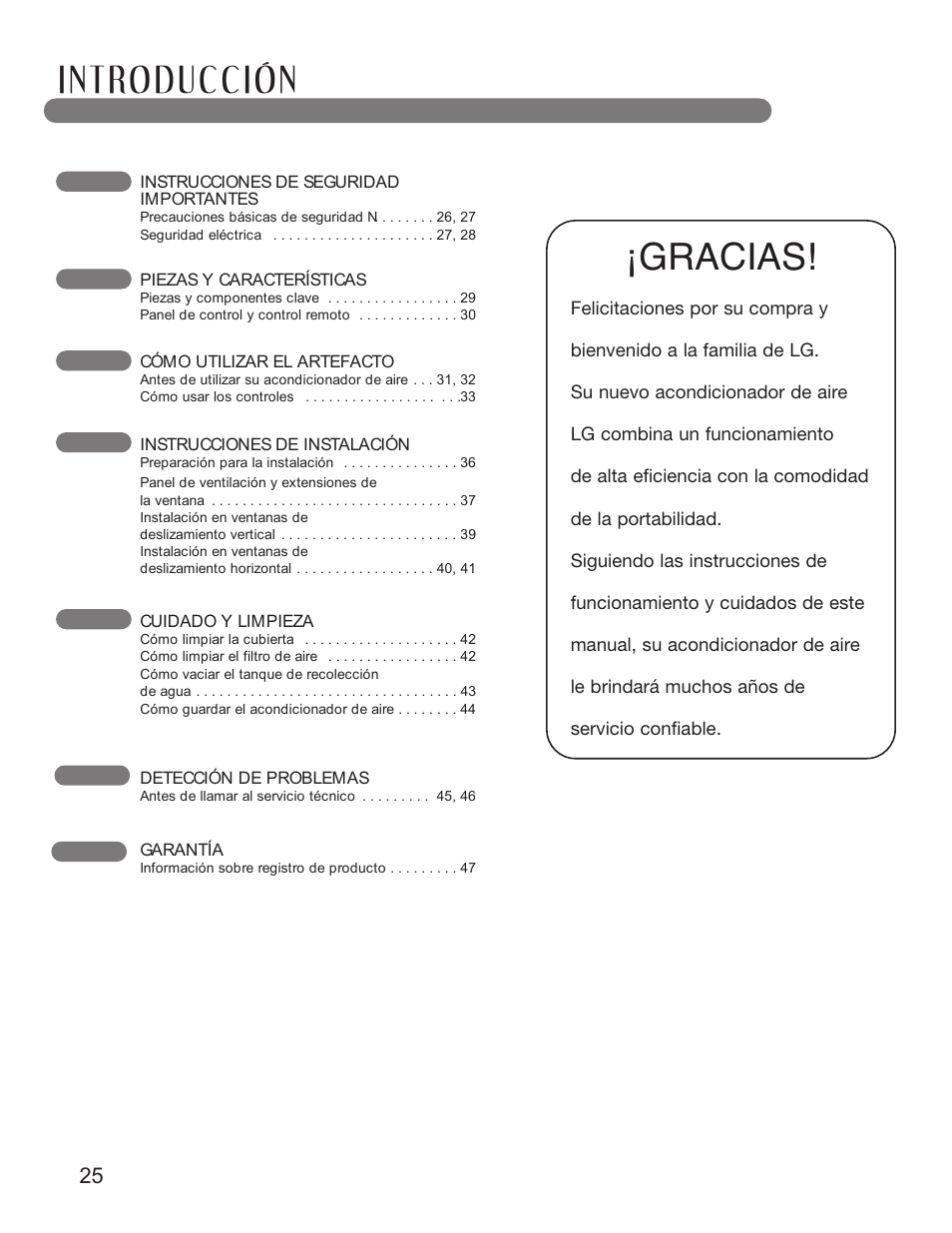 Gracias | LG LP1411SHR User Manual | Page 25 / 48