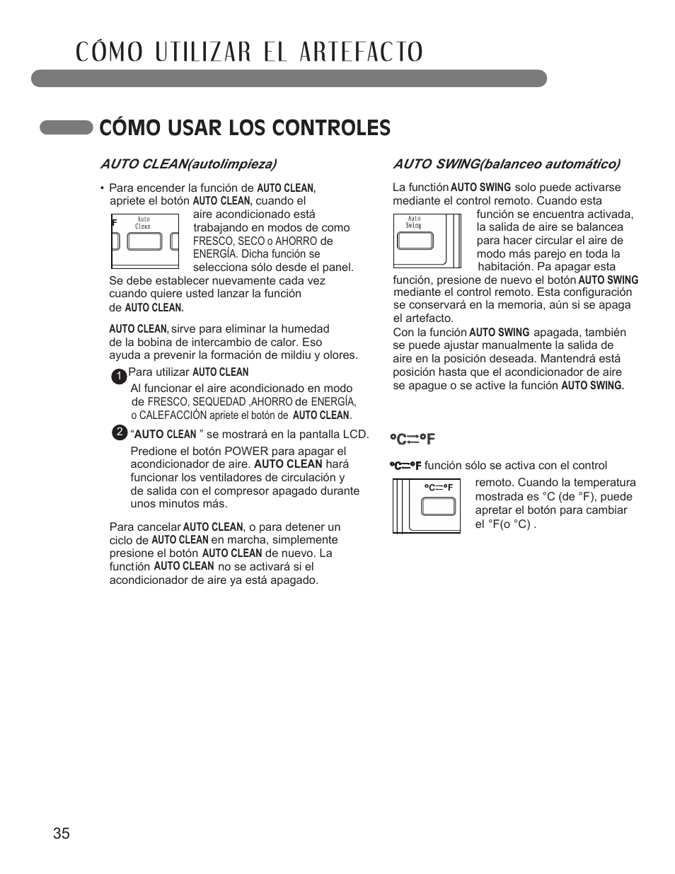 Cómo usar los controles | LG LP1411SHR User Manual | Page 35 / 48