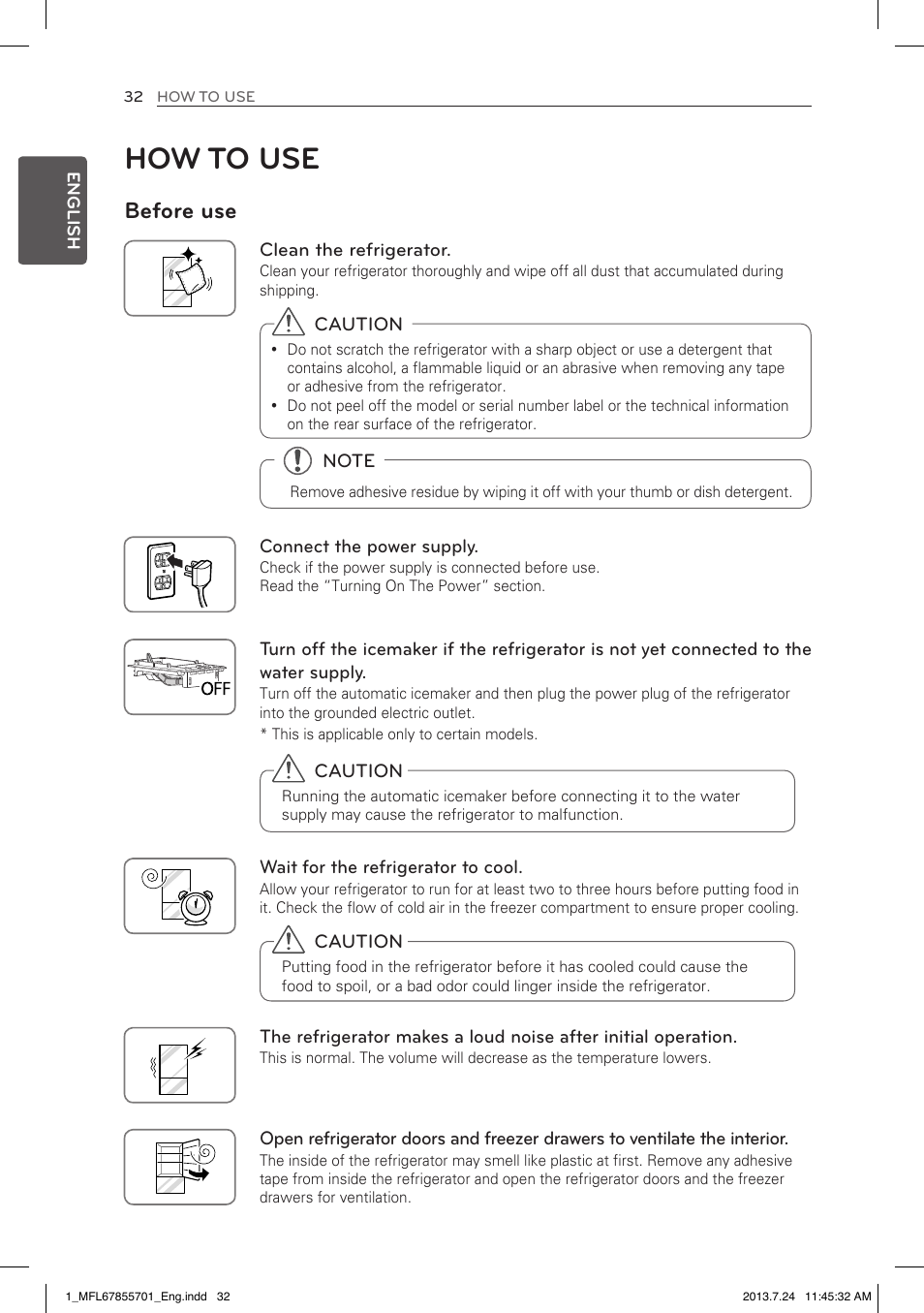 How to use, Before use | LG LBC24360SW User Manual | Page 32 / 59