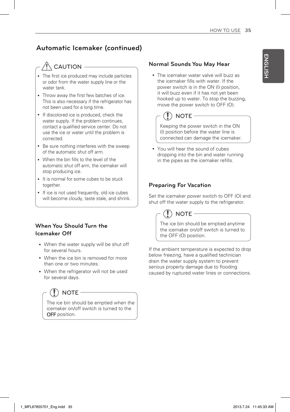 Automatic icemaker (continued) | LG LBC24360SW User Manual | Page 35 / 59