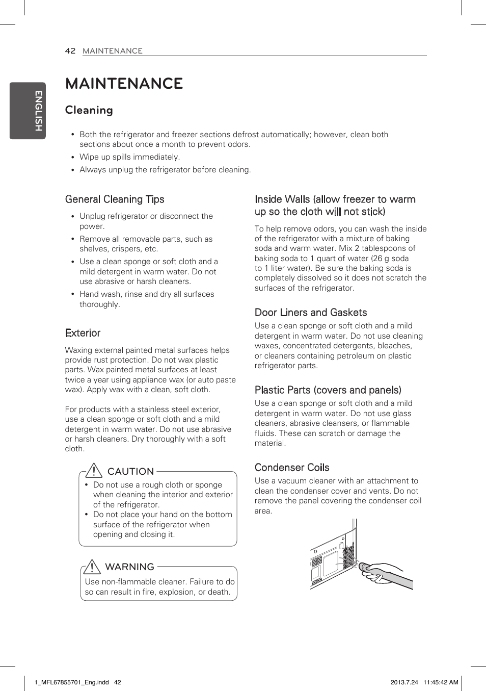 Maintenance, Cleaning | LG LBC24360SW User Manual | Page 42 / 59