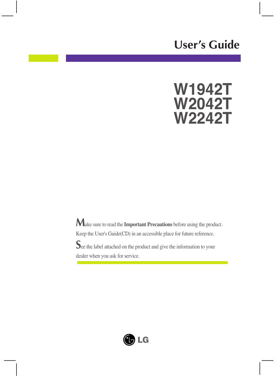 LG W1942T-PF User Manual | 25 pages
