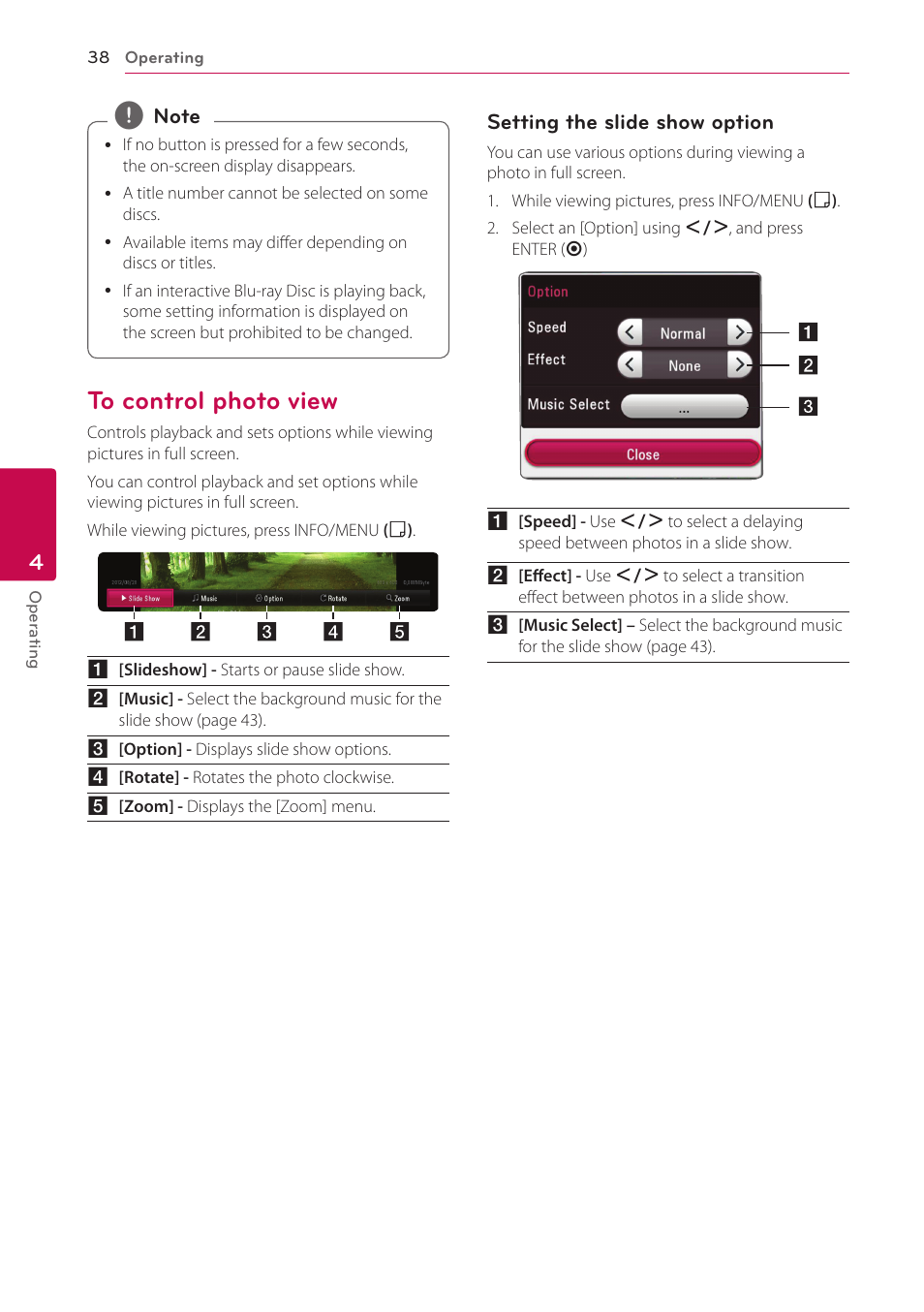 To control photo view, 38 – to control photo view | LG BP530 User Manual | Page 38 / 68