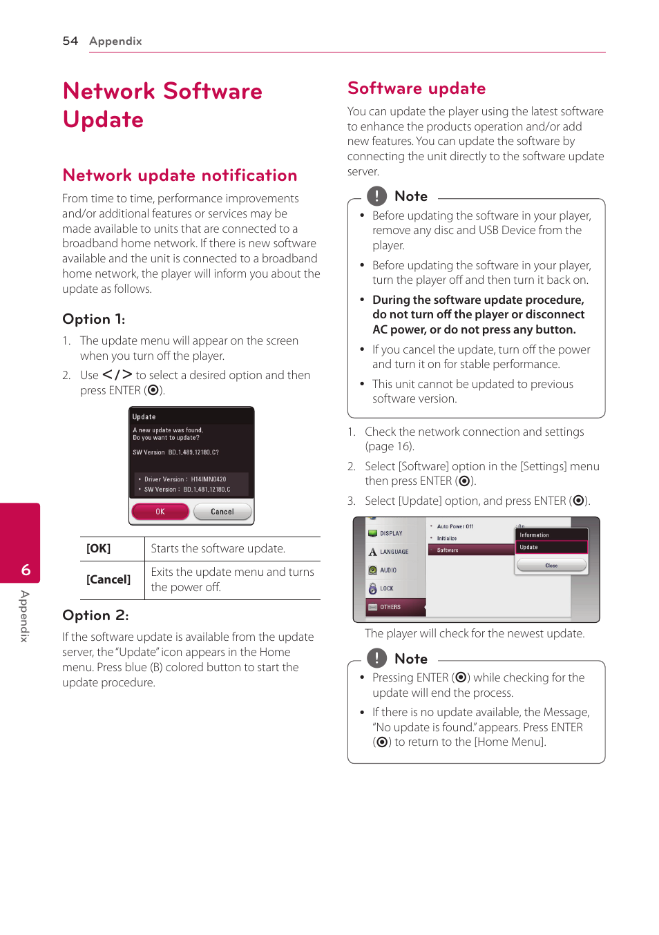 Network software update, Network update notification, Software update | LG BP530 User Manual | Page 54 / 68