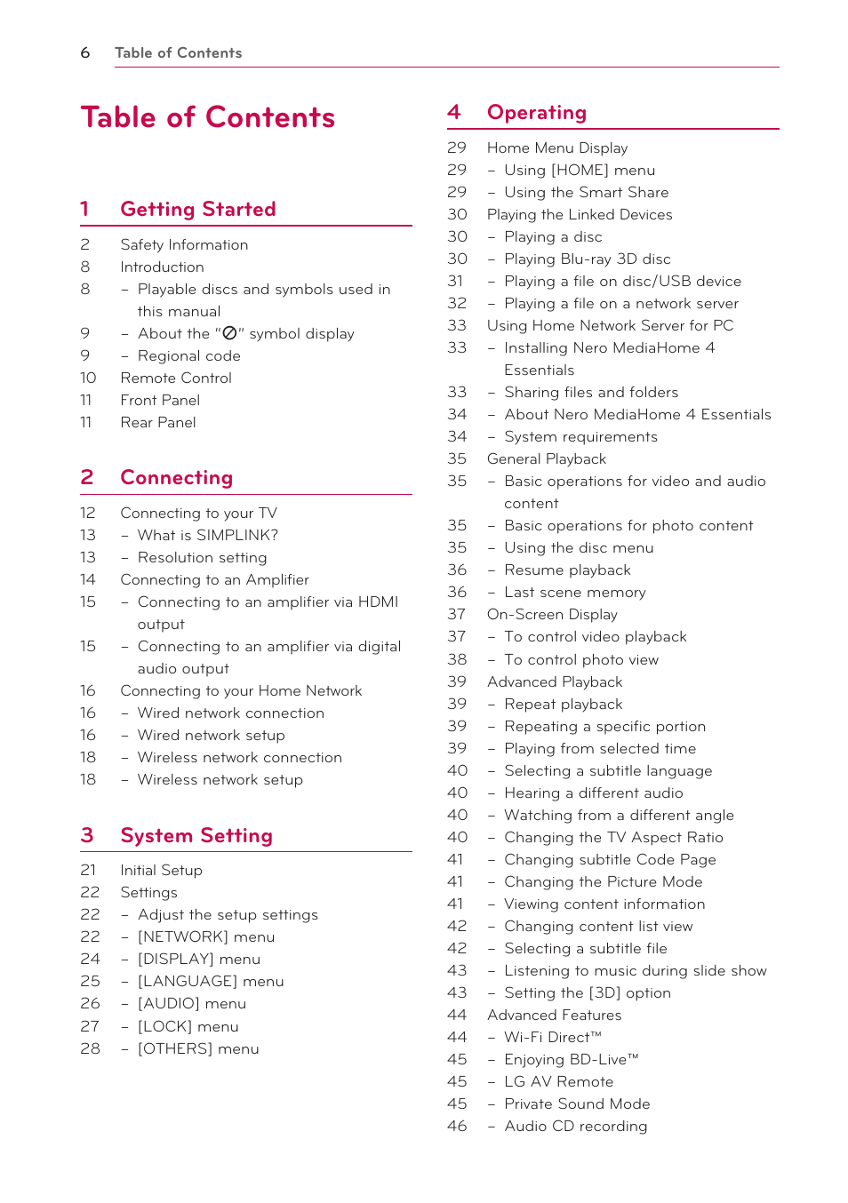 LG BP530 User Manual | Page 6 / 68