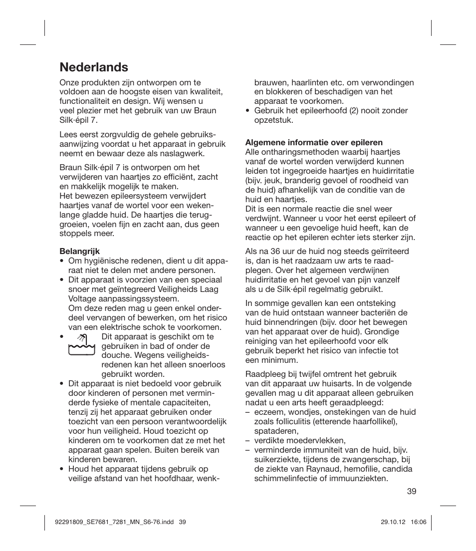 Nederlands | Braun 7681-5377 Silk-épil 7 User Manual | Page 39 / 74
