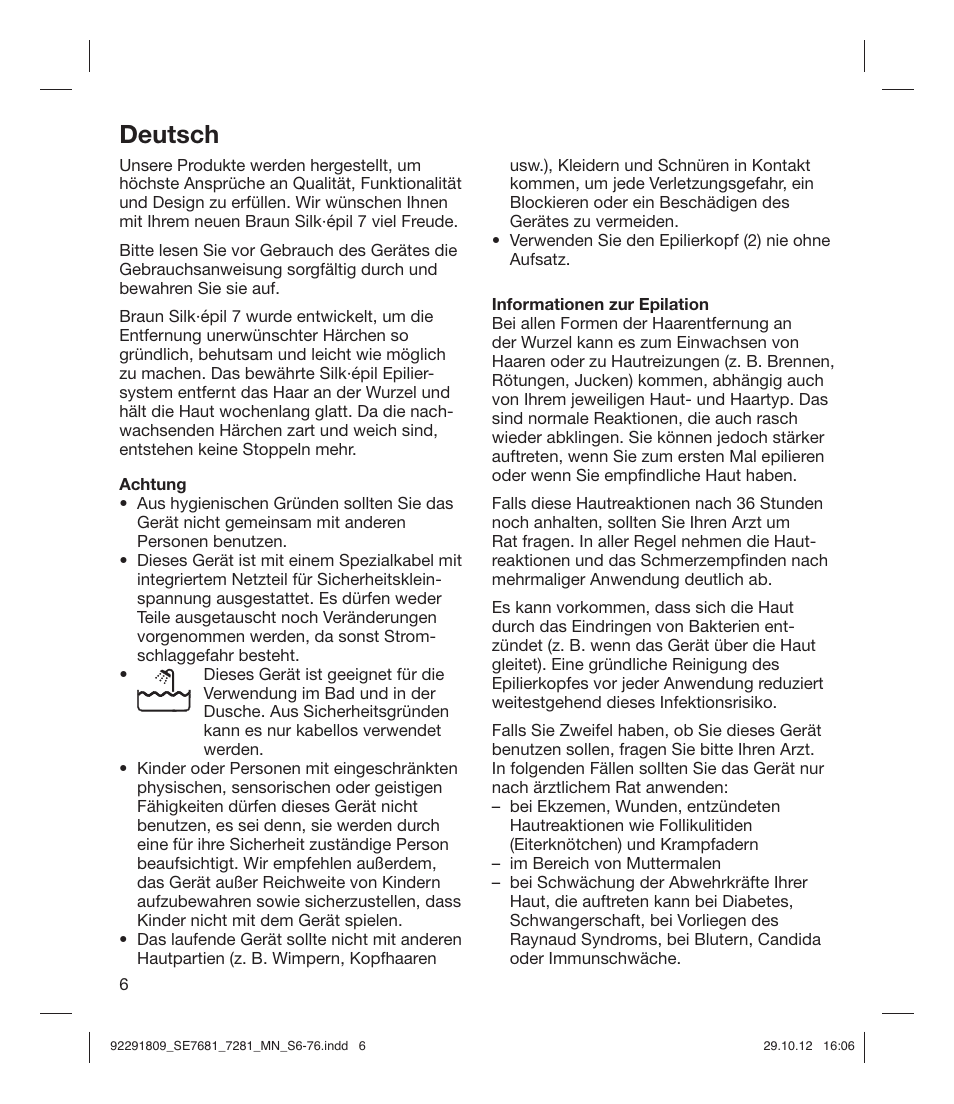 92291809_se7681_7281_mn_s6-76, Deutsch | Braun 7681-5377 Silk-épil 7 User Manual | Page 6 / 74