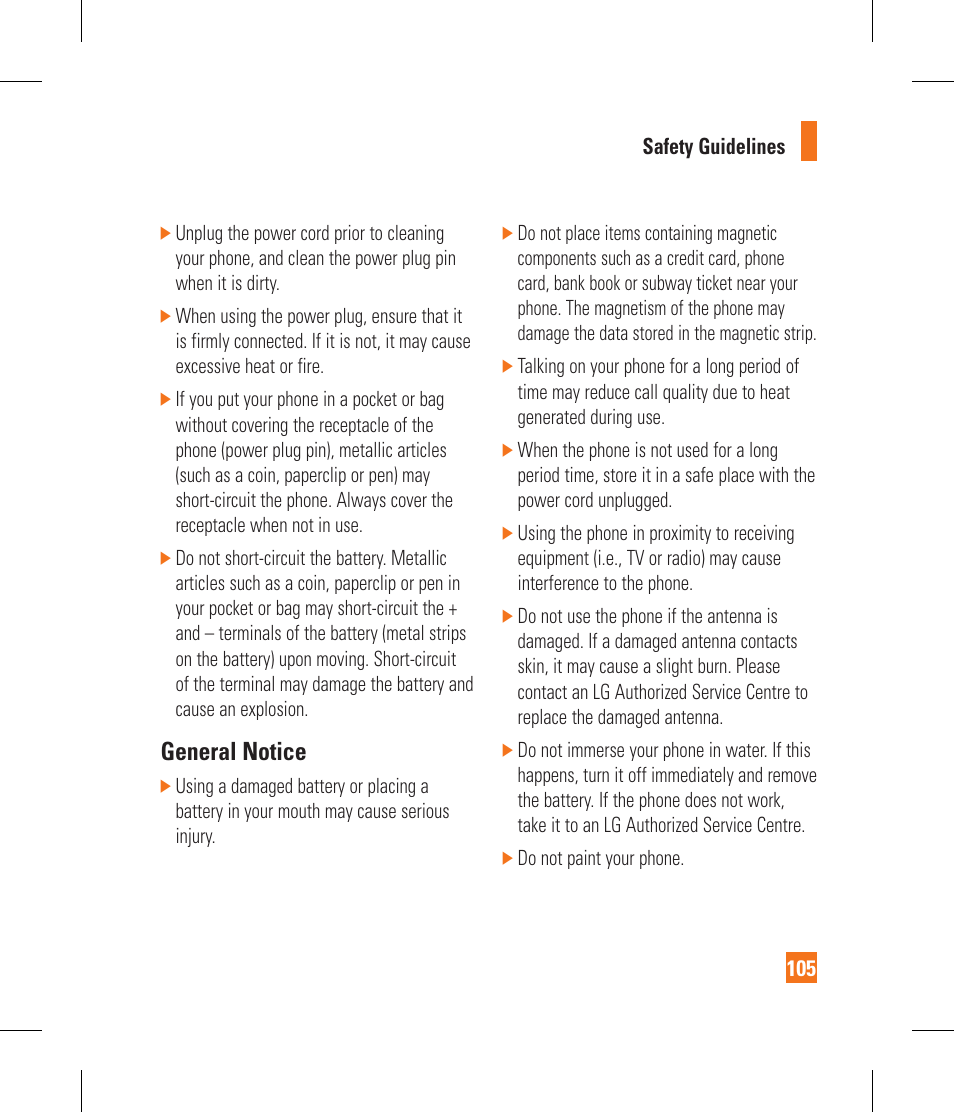 General notice | LG CF360 User Manual | Page 109 / 262