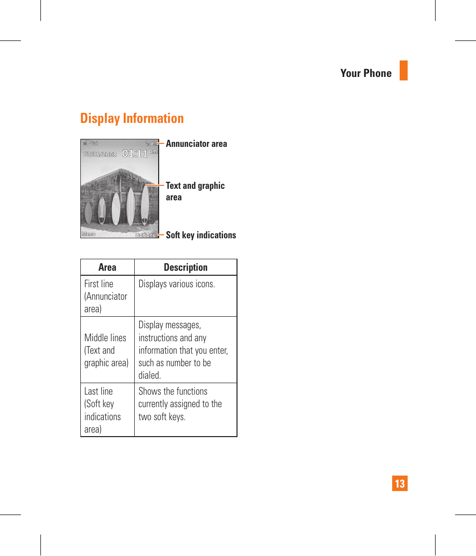 Display information | LG CF360 User Manual | Page 17 / 262