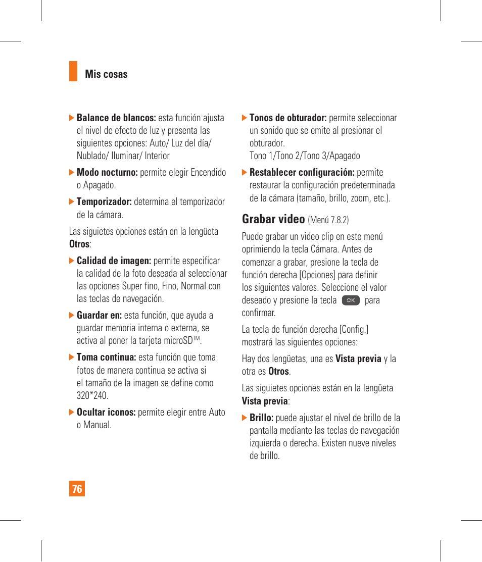 Grabar video | LG CF360 User Manual | Page 209 / 262