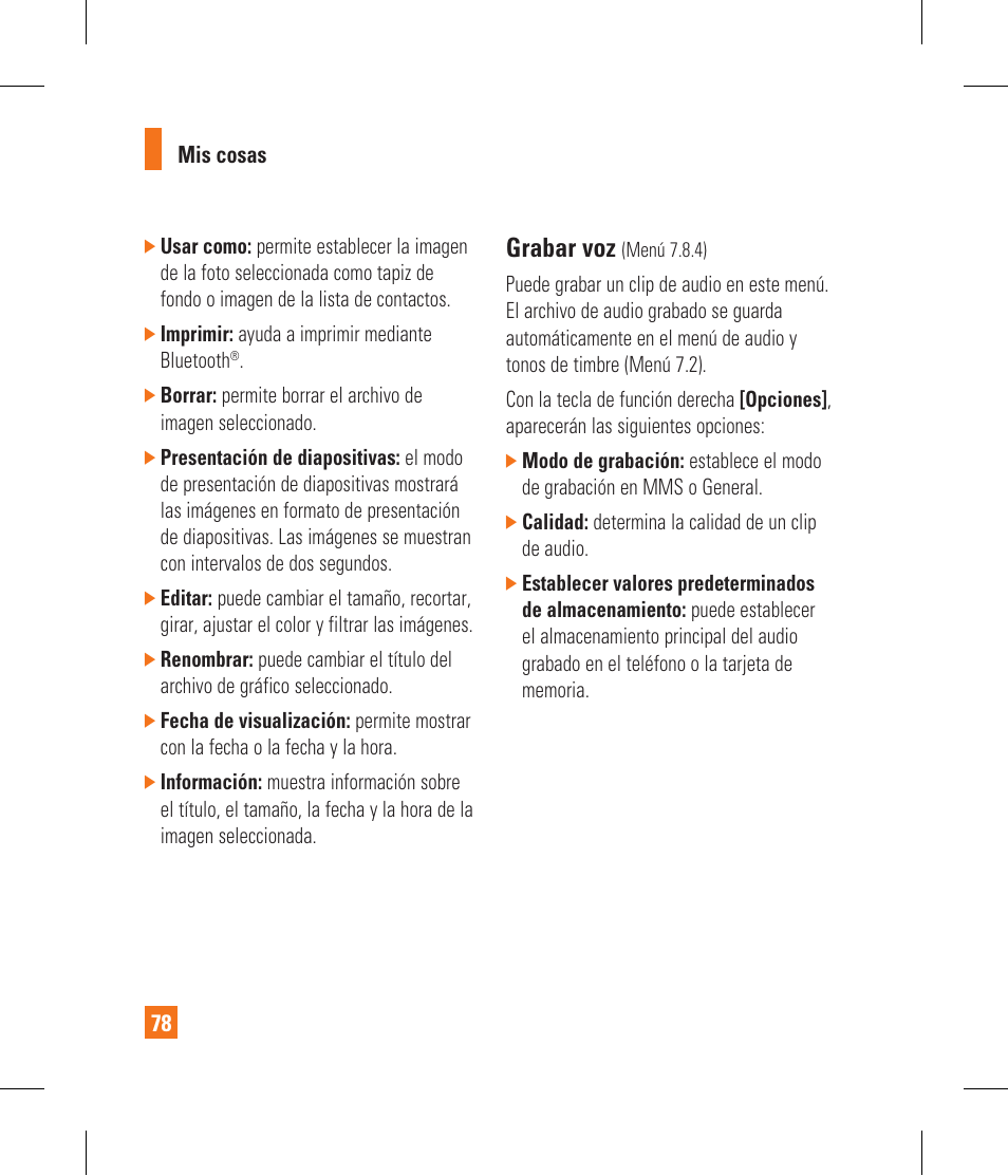 Grabar voz | LG CF360 User Manual | Page 211 / 262