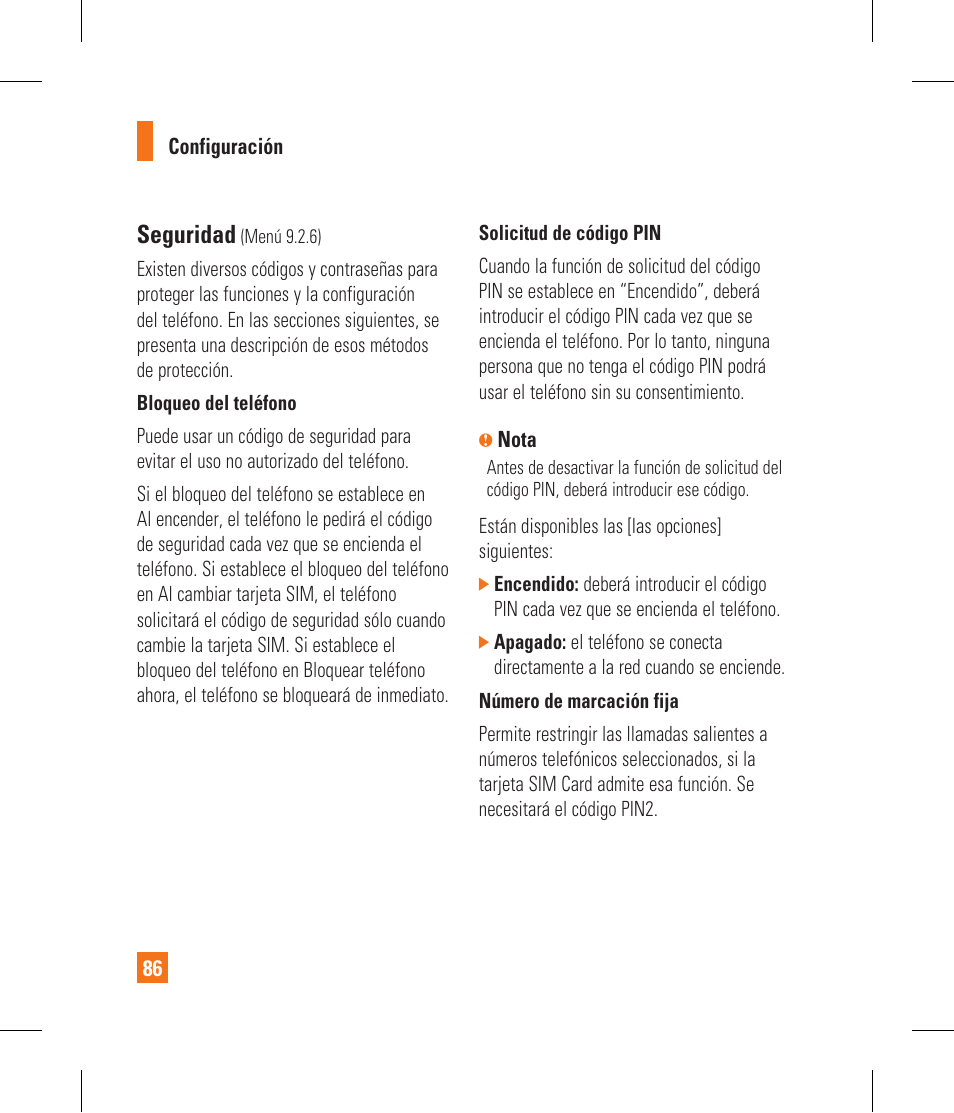 Seguridad | LG CF360 User Manual | Page 219 / 262