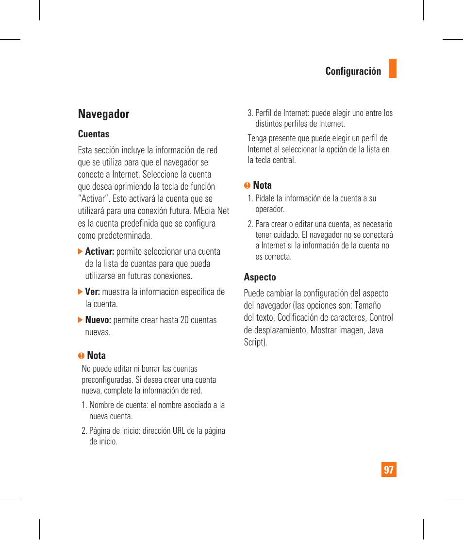 Navegador | LG CF360 User Manual | Page 230 / 262