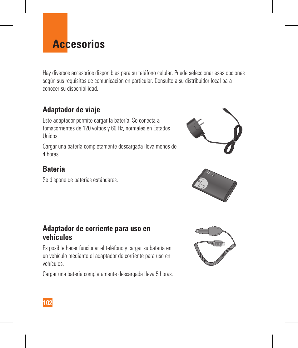 Accesorios | LG CF360 User Manual | Page 235 / 262