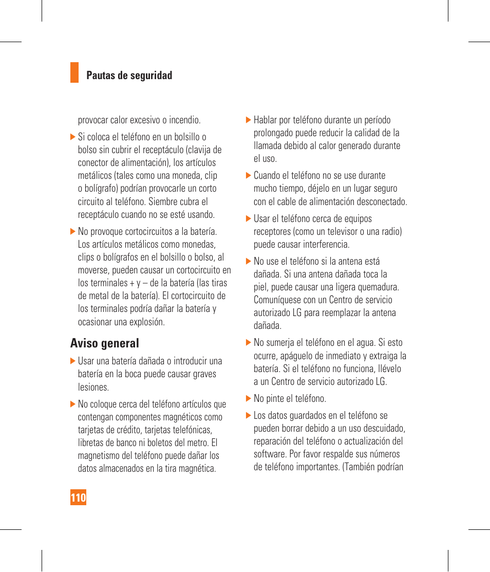 Aviso general | LG CF360 User Manual | Page 243 / 262