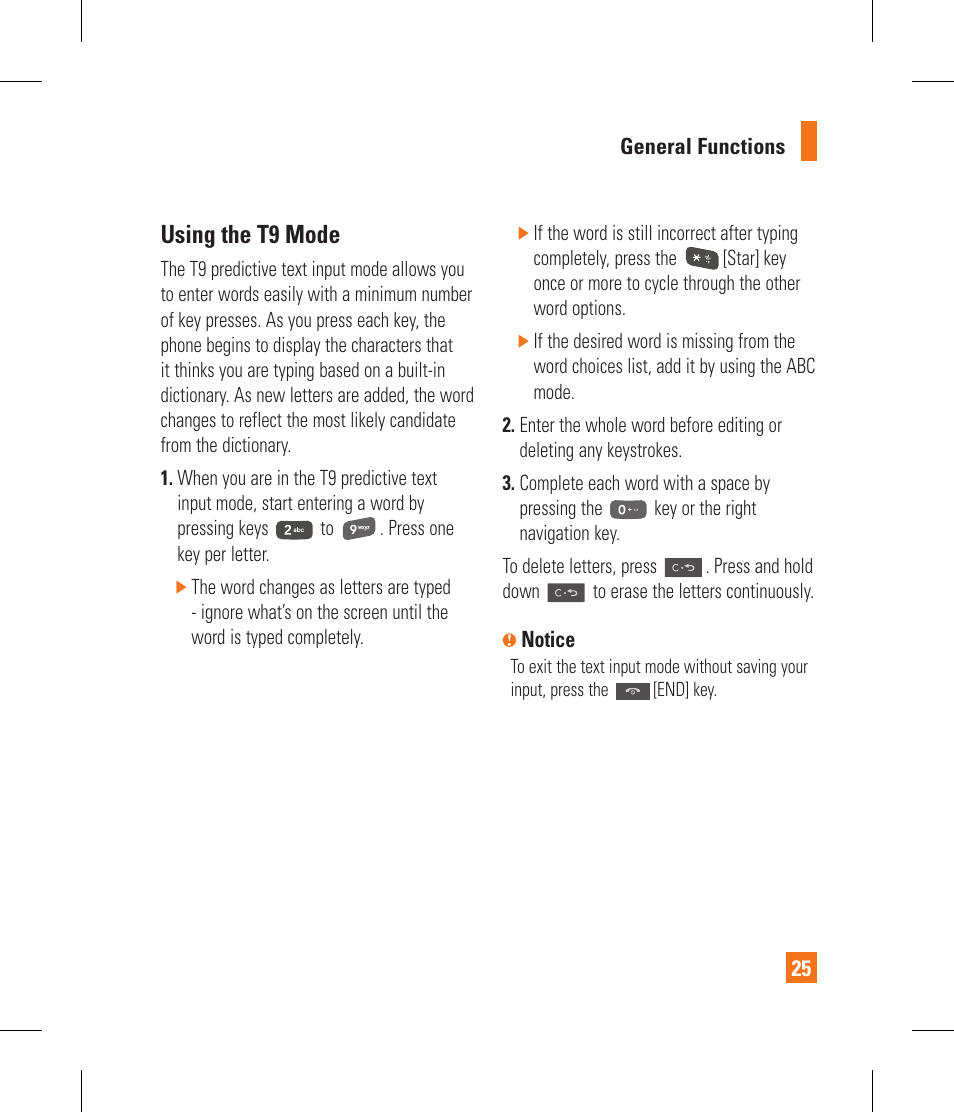 Using the t9 mode | LG CF360 User Manual | Page 29 / 262