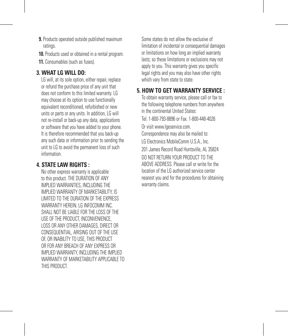 LG CF360 User Manual | Page 4 / 262