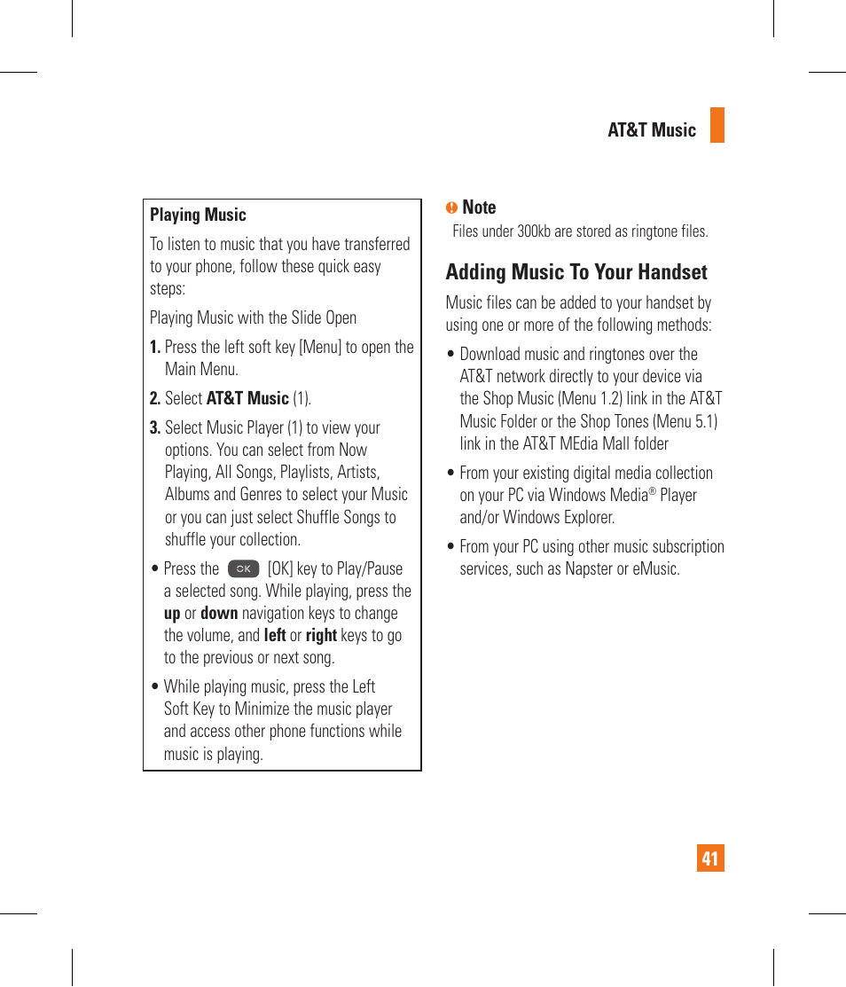 Adding music to your handset | LG CF360 User Manual | Page 45 / 262