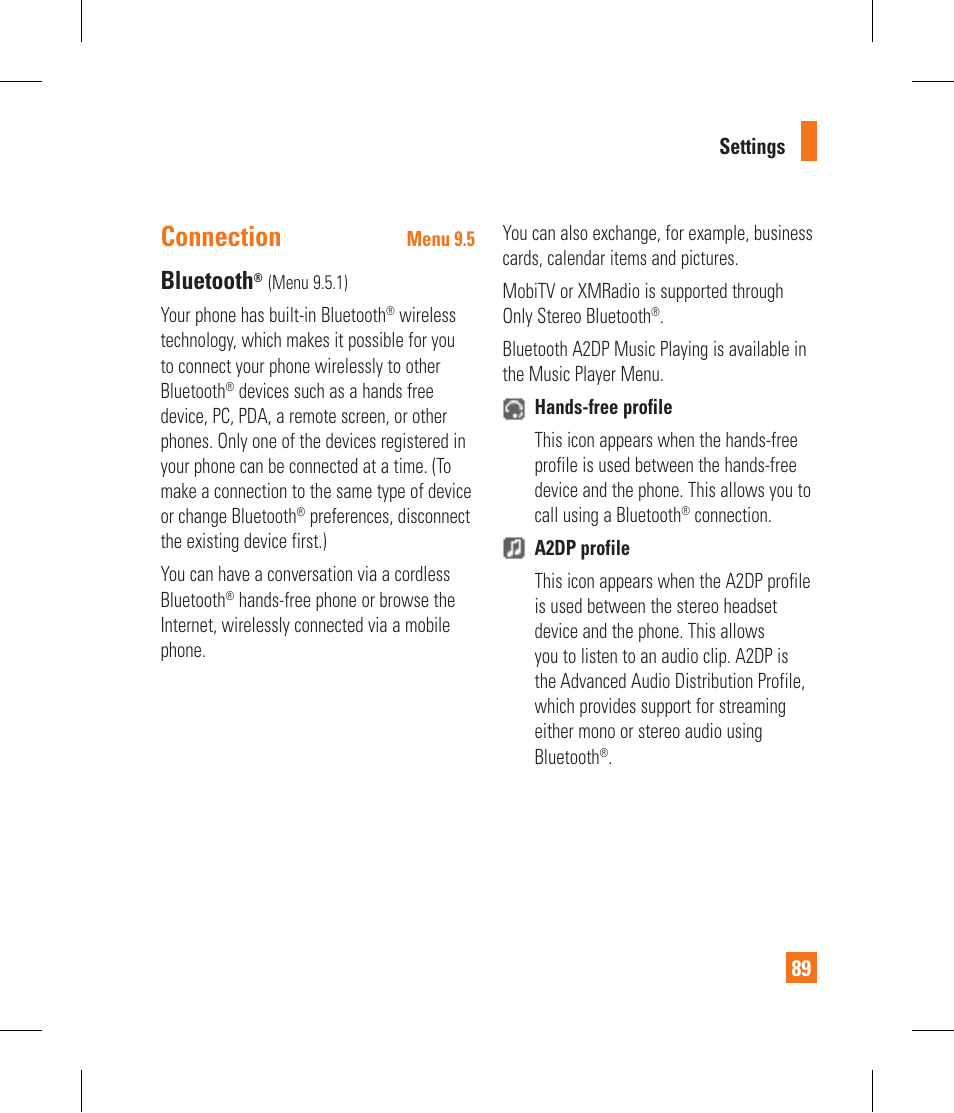 Connection, Bluetooth | LG CF360 User Manual | Page 93 / 262