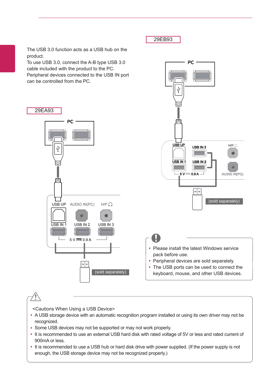 Usb cable-pc connection, English | LG 29EA93-P User Manual | Page 22 / 40