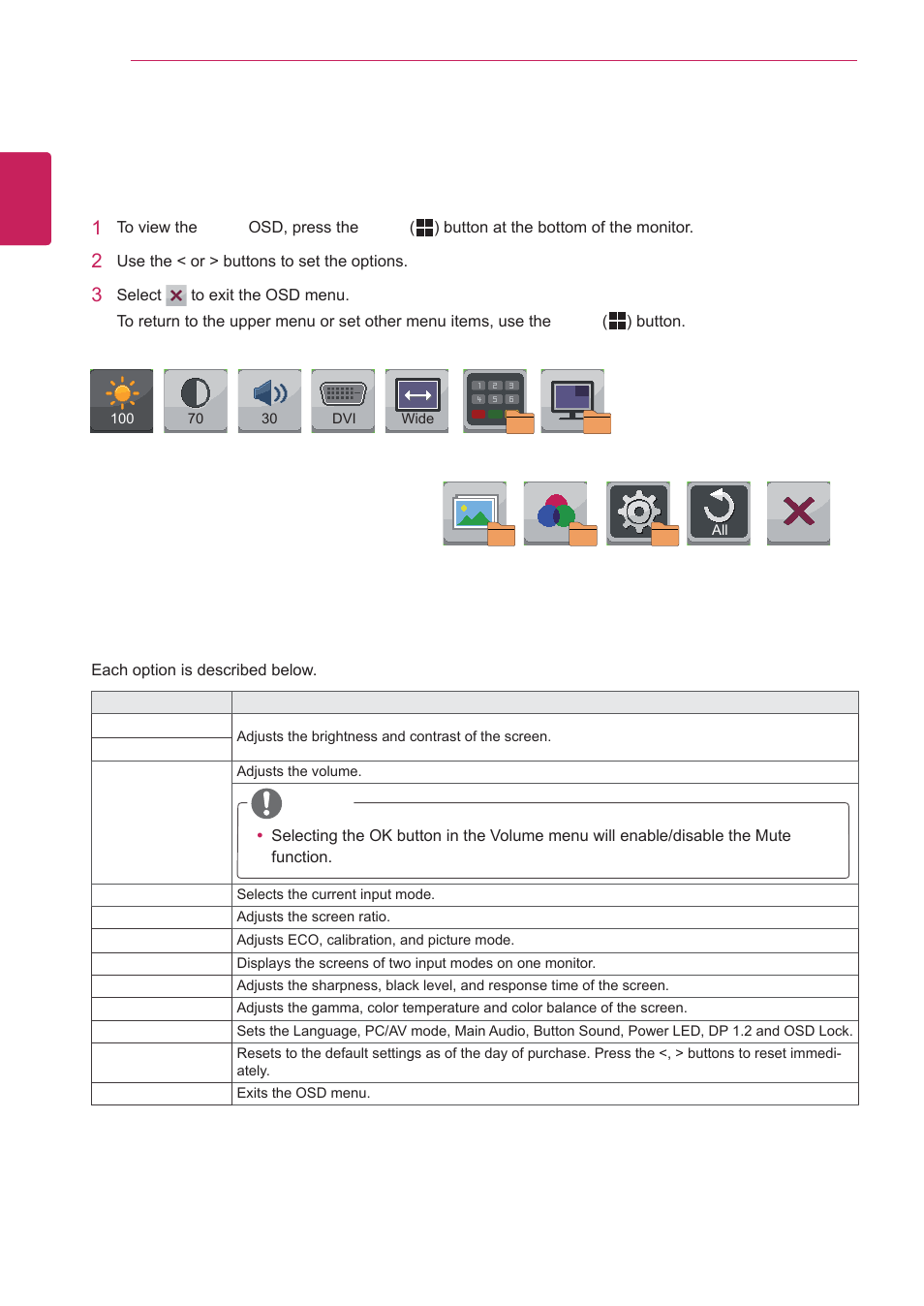 Customizing settings, Menu settings, 28 customizing | Settings, Menu | LG 29EA93-P User Manual | Page 28 / 40