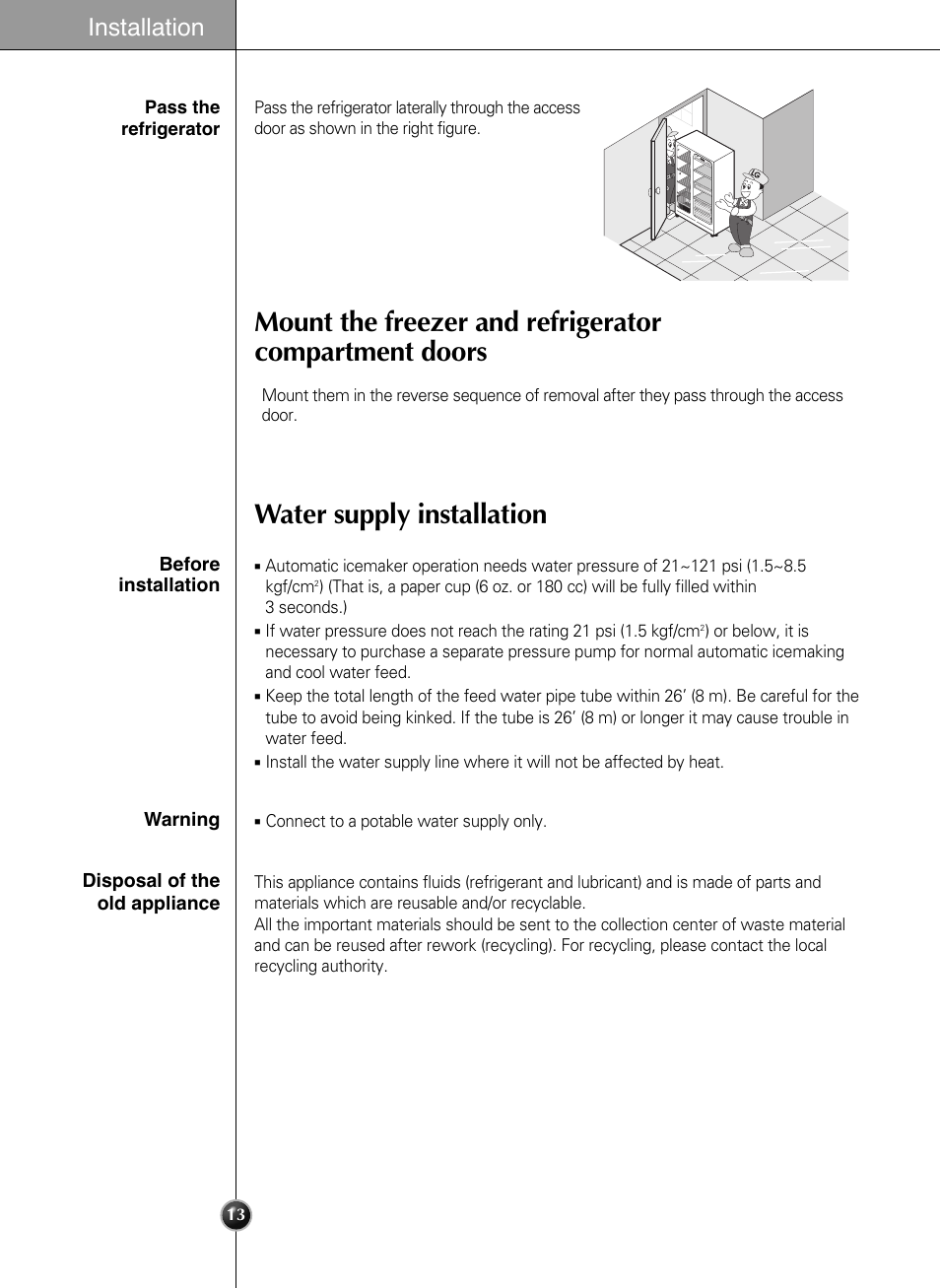 Installation | LG LSC21943ST User Manual | Page 13 / 39
