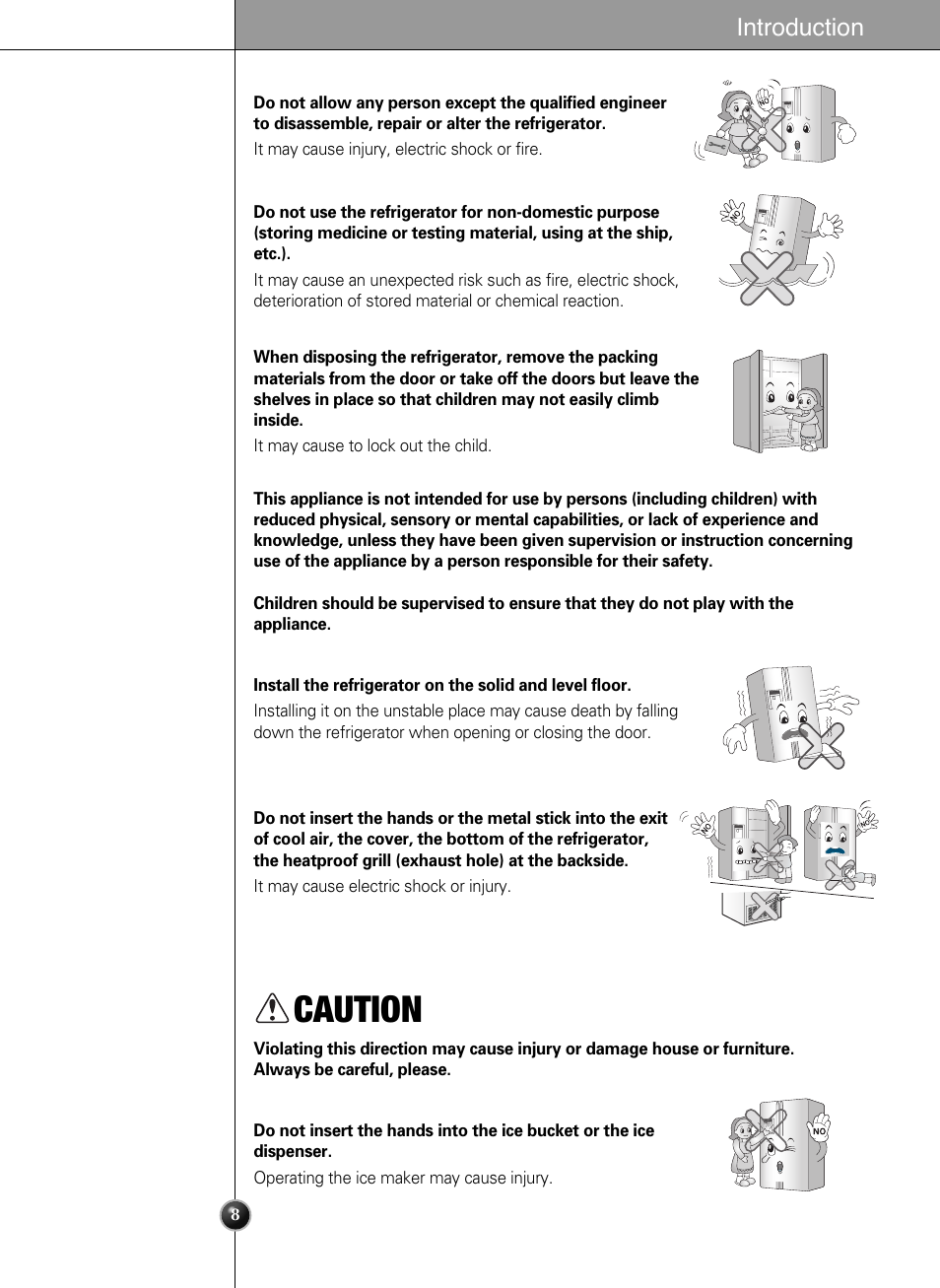 Caution, Introduction | LG LSC21943ST User Manual | Page 8 / 39