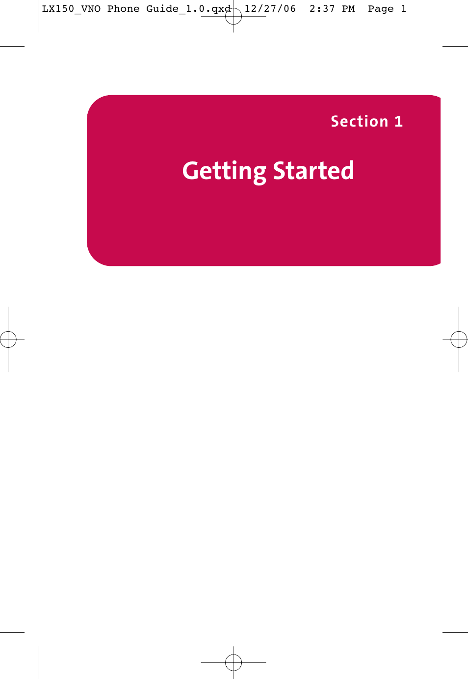 Getting started | LG LG150 User Manual | Page 13 / 174