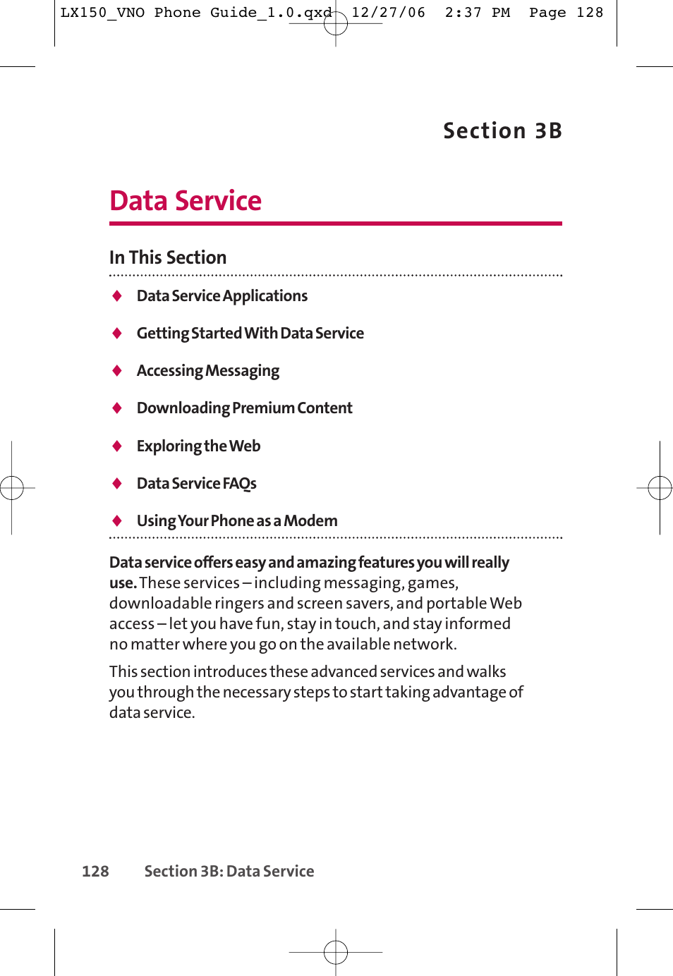 Data service | LG LG150 User Manual | Page 140 / 174