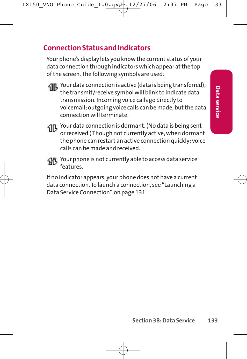 Connection status and indicators | LG LG150 User Manual | Page 145 / 174