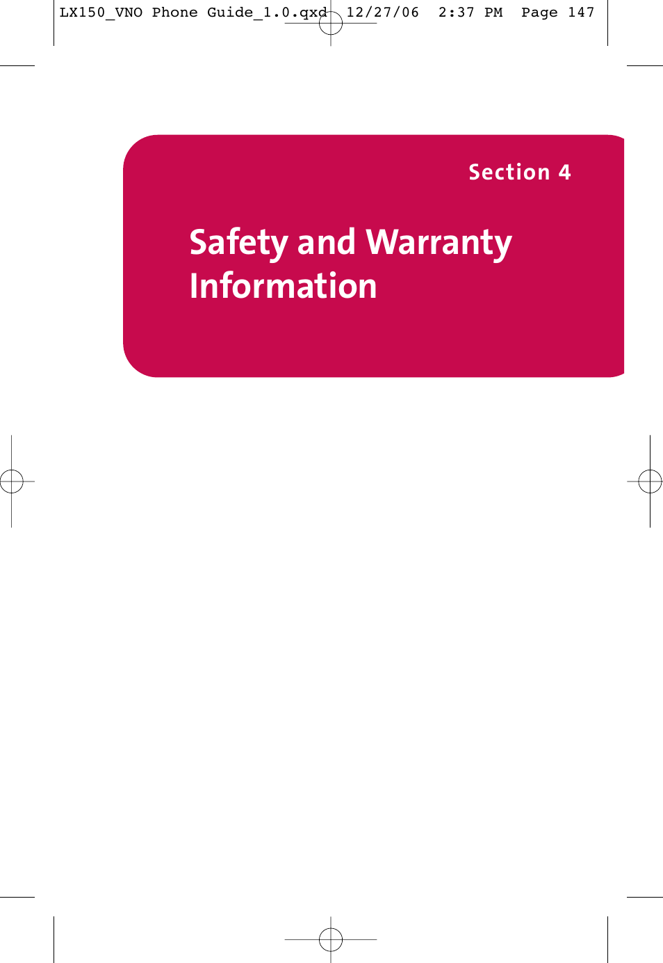 Safety and warranty information | LG LG150 User Manual | Page 159 / 174