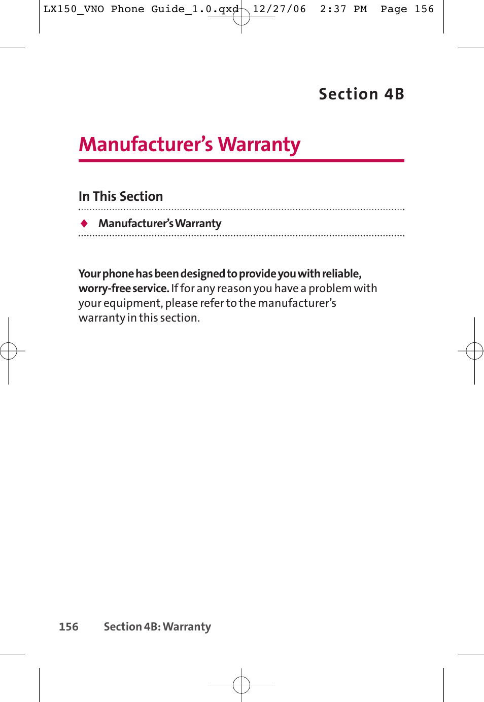 Manufacturer’s warranty | LG LG150 User Manual | Page 168 / 174