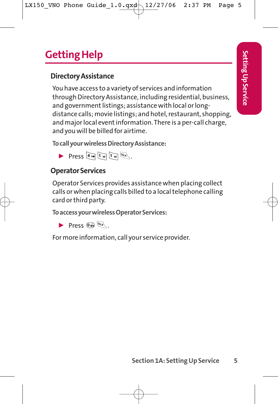 Getting help | LG LG150 User Manual | Page 17 / 174